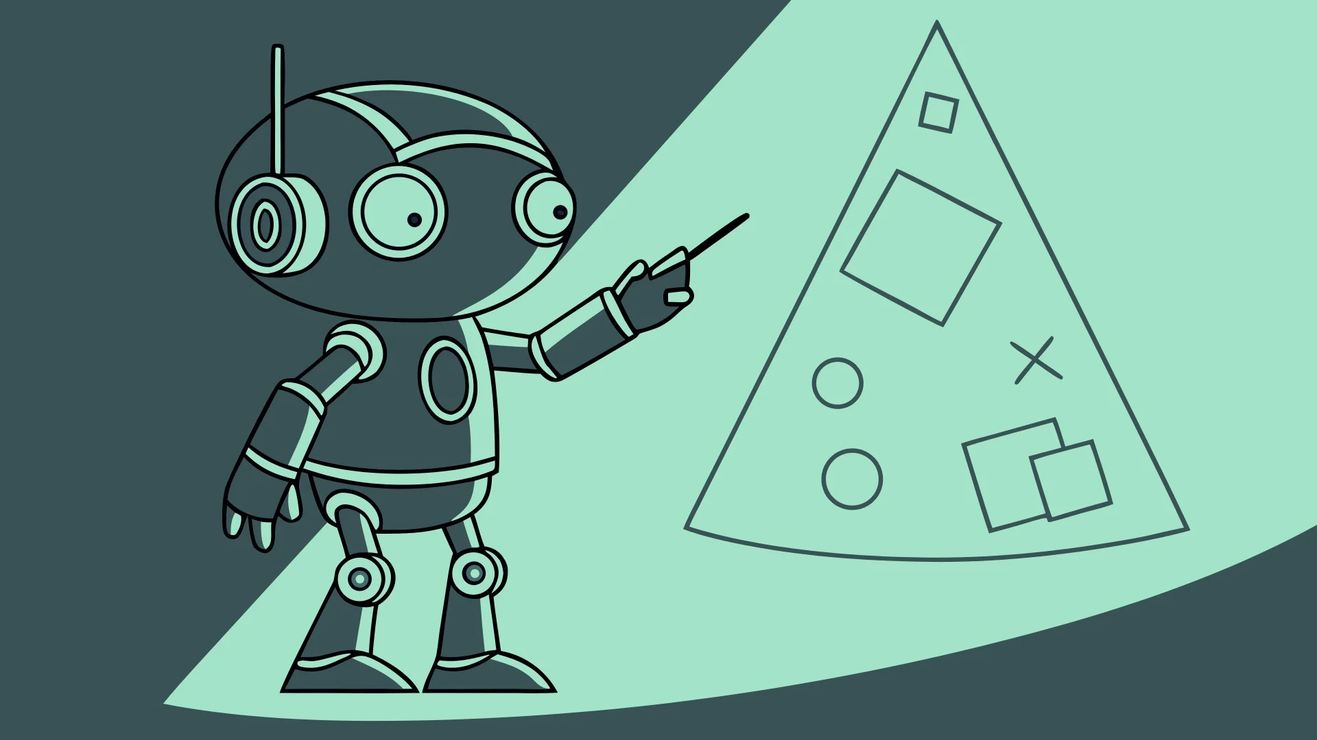 Иллюстрация с иконкой нейросети и математическими формулами на фоне